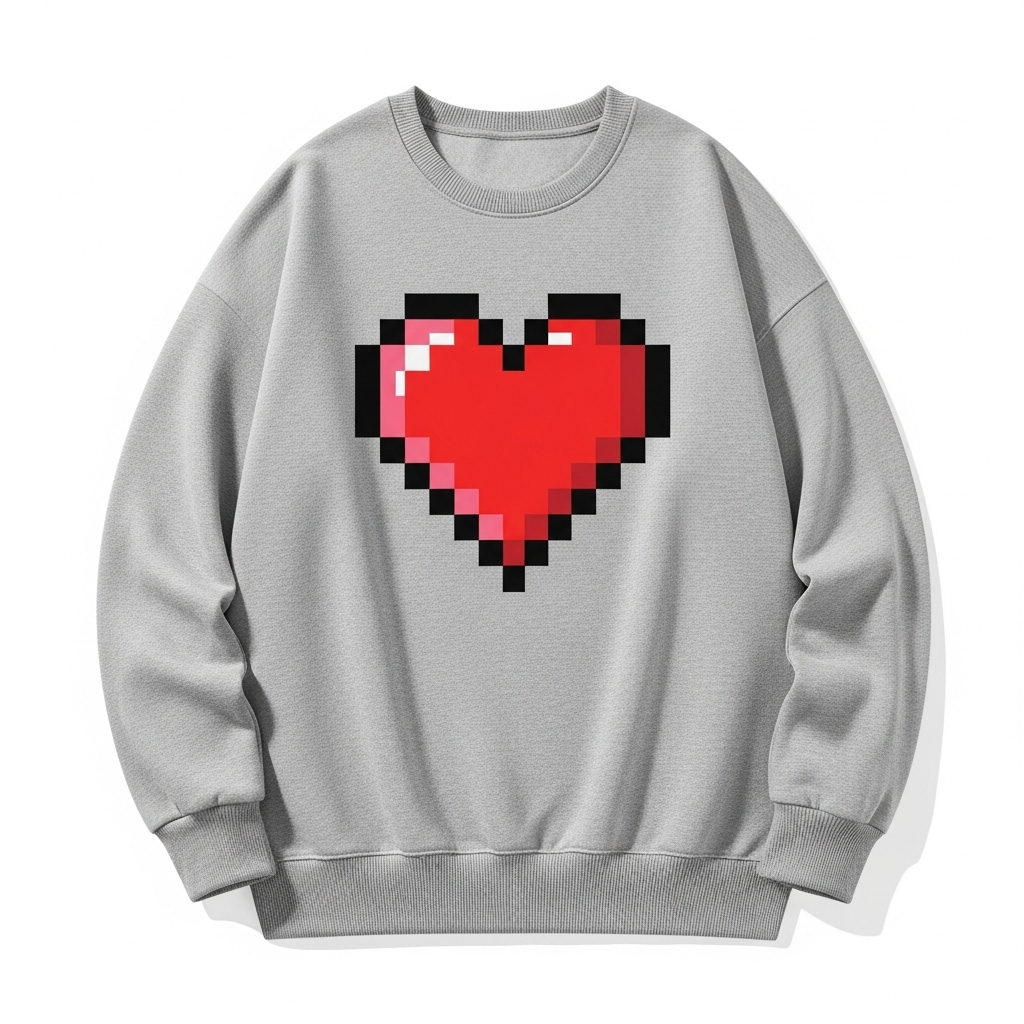 Cotton sweatshirt - '8-Bit Heart' design