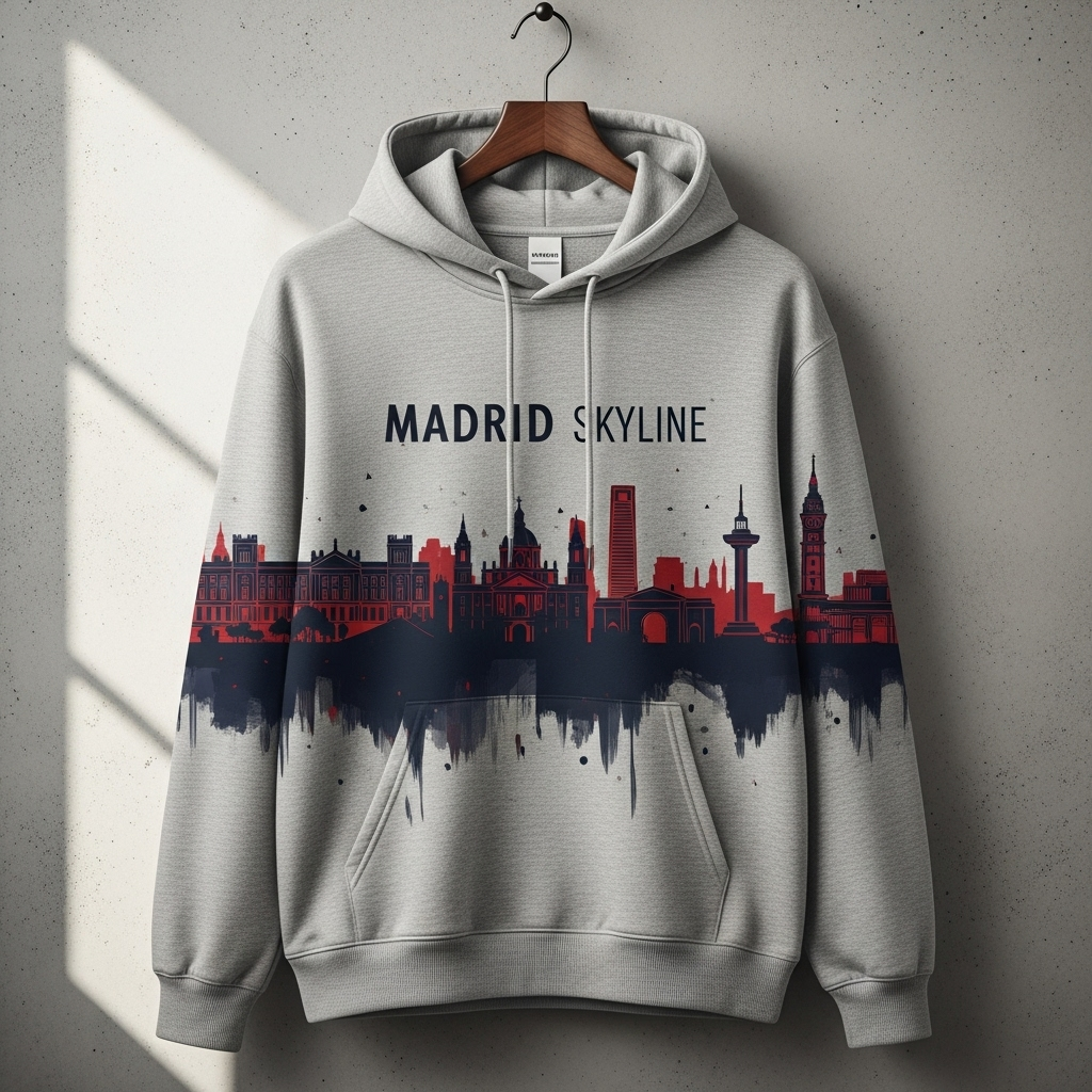 Cotton hoodie - 'Madrid Skyline' gaming edition